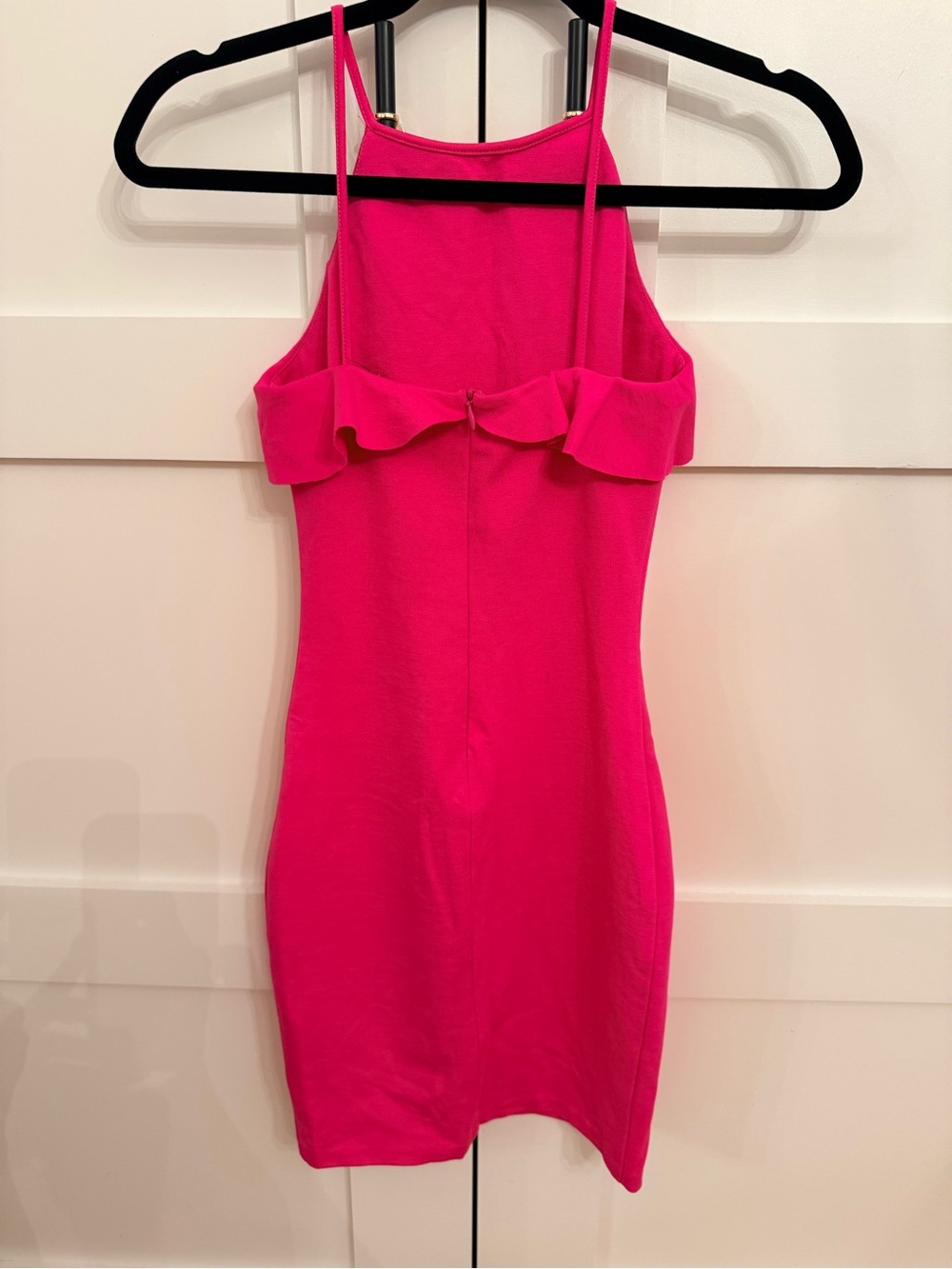 Aqua Hot Pink Ruffle-Trim Mini Dress - Picture 2 of 6